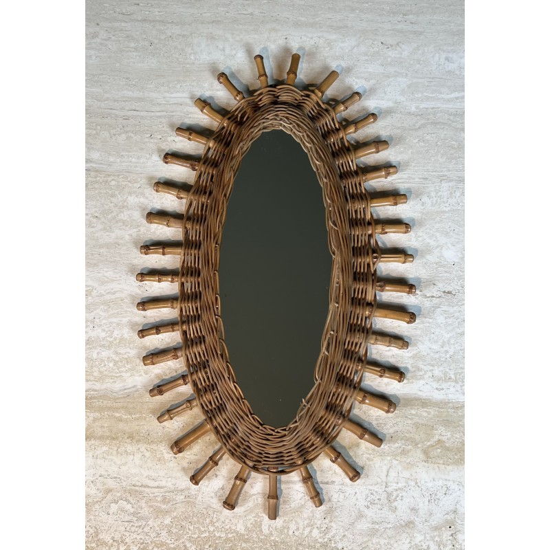 Miroir Ovale en Rotin, Osier Tressé et | Maison Barrois