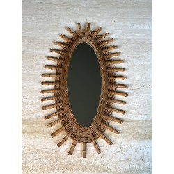 Miroir Ovale en Rotin, Osier Tressé et | Maison Barrois