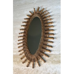Oval Mirror in Rattan, Woven Wicker and | Maison Barrois