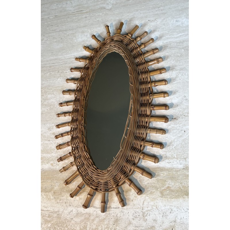 Miroir Ovale en Rotin, Osier Tressé et | Maison Barrois