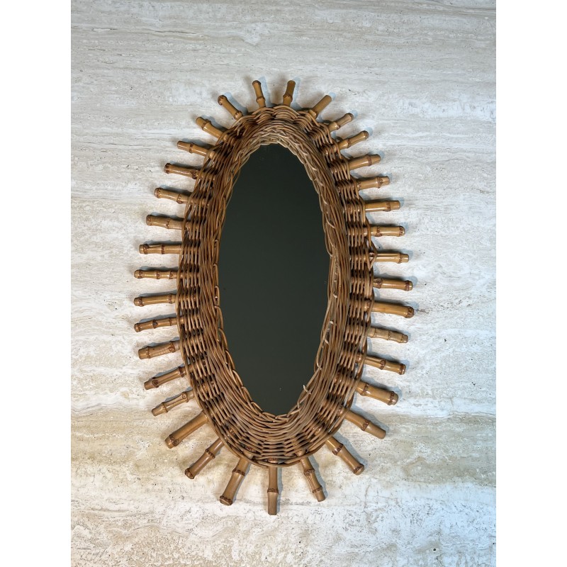 Oval Mirror in Rattan, Woven Wicker and | Maison Barrois