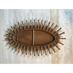 Miroir Ovale en Rotin, Osier Tressé et | Maison Barrois
