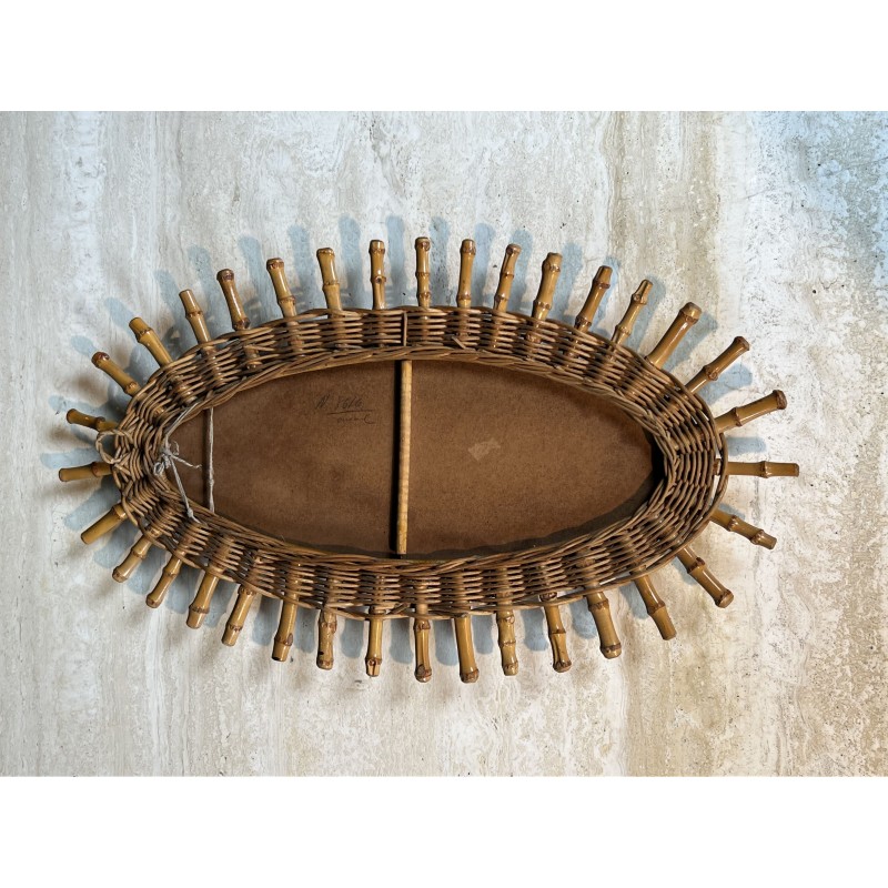 Miroir Ovale en Rotin, Osier Tressé et | Maison Barrois