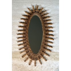 Miroir Ovale en Rotin, Osier Tressé et | Maison Barrois
