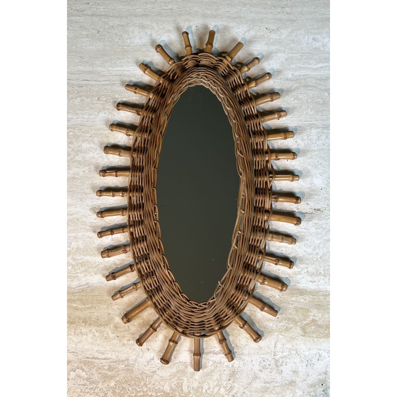 Oval Mirror in Rattan, Woven Wicker and | Maison Barrois