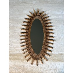 Oval Mirror in Rattan, Woven Wicker and | Maison Barrois