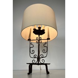 Six-Light Wrought Iron Candelabra, French Work, circa 1950