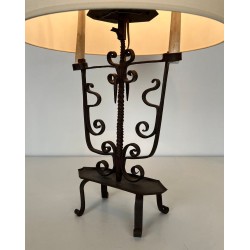 Six-Light Wrought Iron Candelabra, French Work, circa 1950