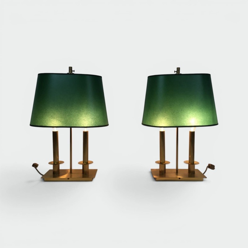 Two-Light Brass Table Lamps | Maison Barrois
