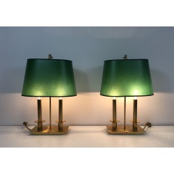 Two-Light Brass Table Lamps | Maison Barrois