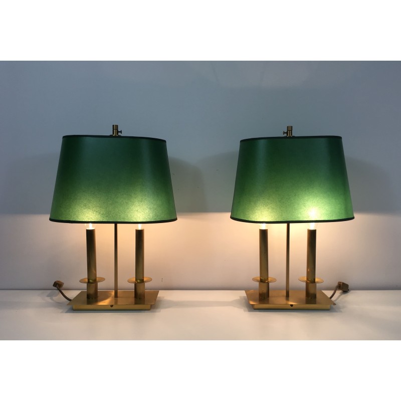 Two-Light Brass Table Lamps | Maison Barrois