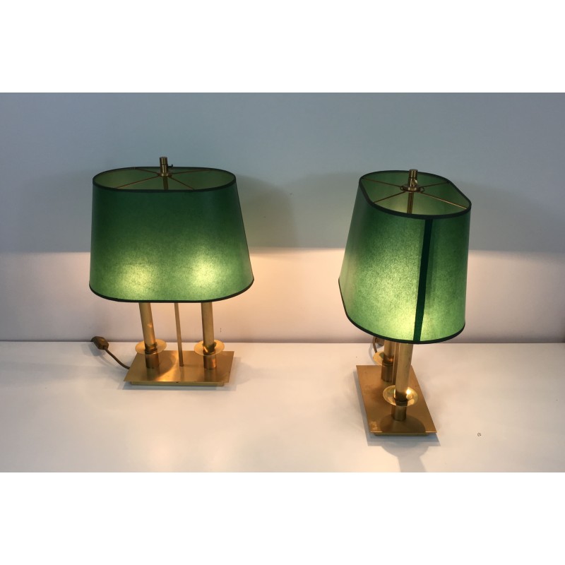 Two-Light Brass Table Lamps | Maison Barrois