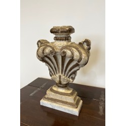Elément Décoratif en Bois Sculpté, Marbre de Carrare, Baroque Italien, XVIIIe Siècle
