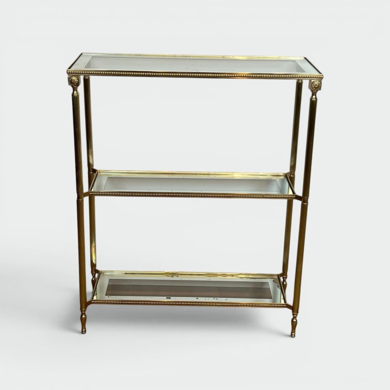 Console à Trois Plateaux en Laiton à Frise | Maison Barrois
