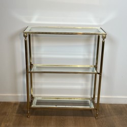 Console à Trois Plateaux en Laiton à Frise | Maison Barrois