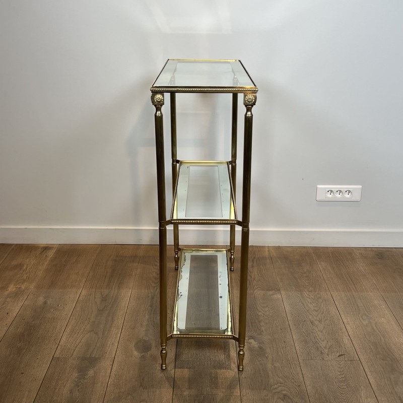 Console à Trois Plateaux en Laiton à Frise | Maison Barrois