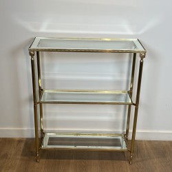 Console à Trois Plateaux en Laiton à Frise | Maison Barrois