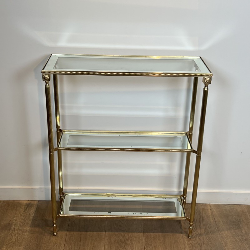 Console à Trois Plateaux en Laiton à Frise | Maison Barrois