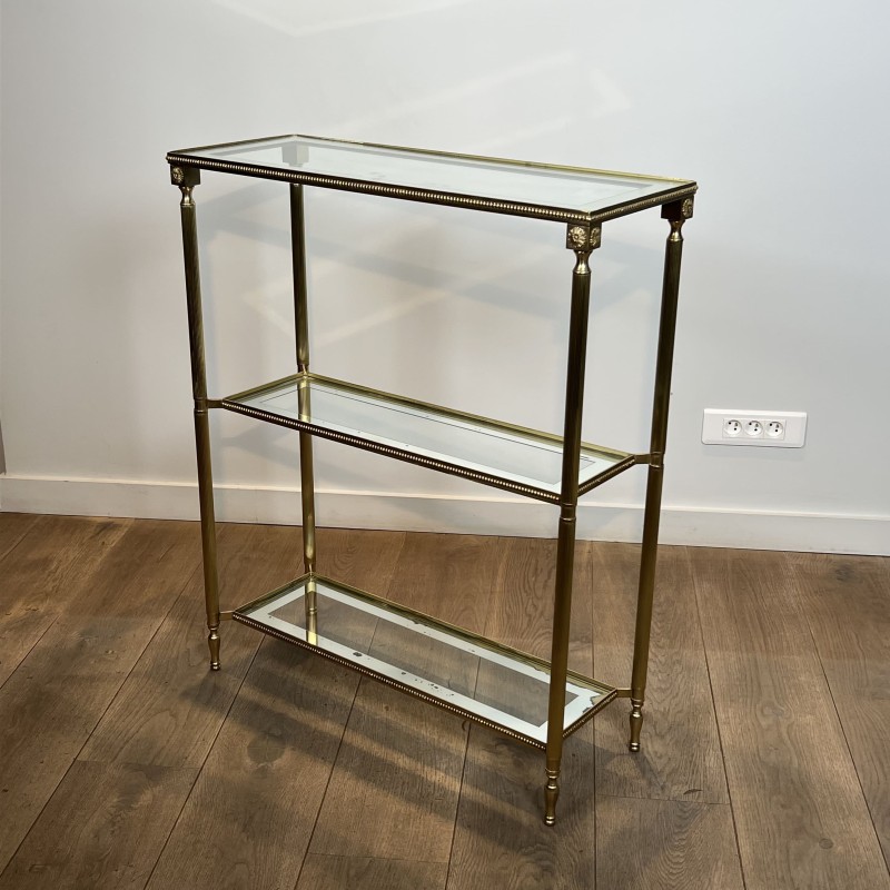 Console à Trois Plateaux en Laiton à Frise | Maison Barrois