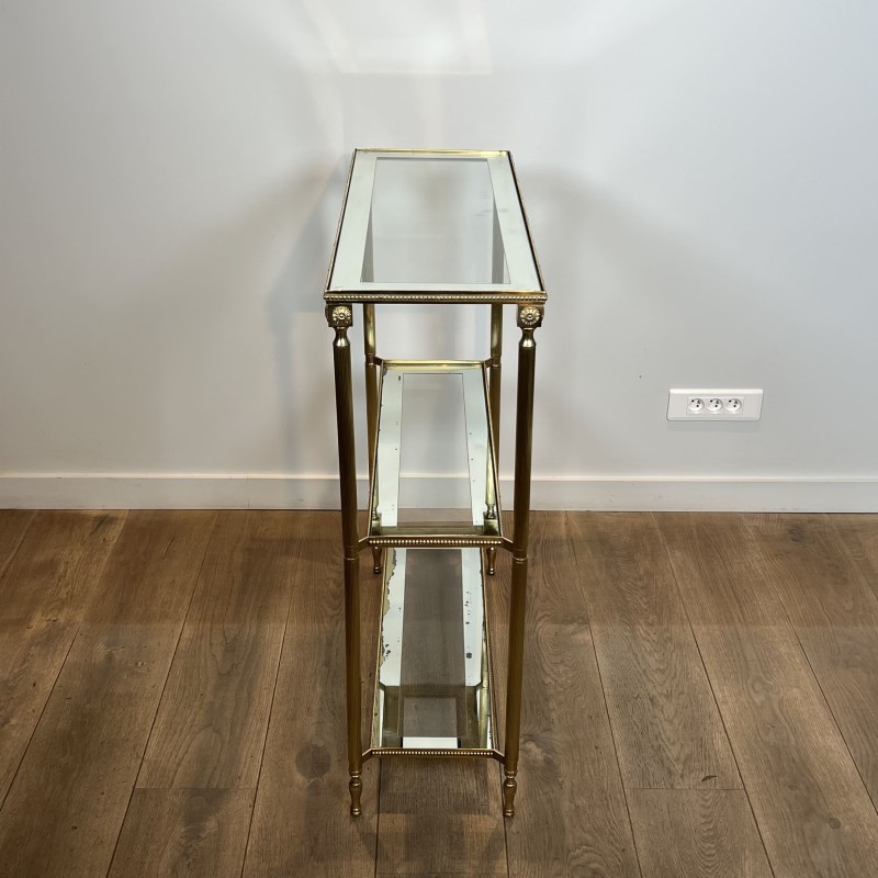 Console à Trois Plateaux en Laiton à Frise | Maison Barrois