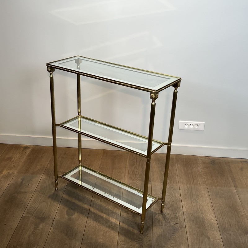Console à Trois Plateaux en Laiton à Frise | Maison Barrois