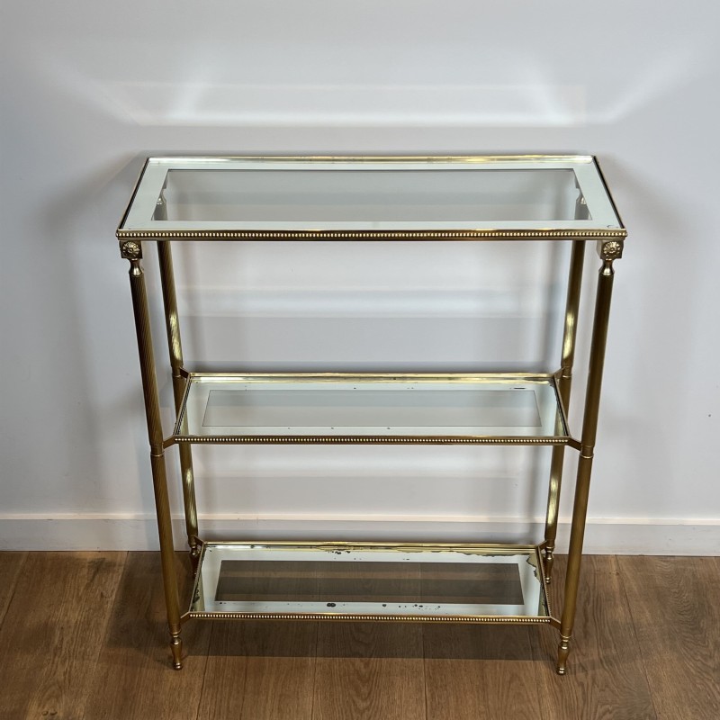 Console à Trois Plateaux en Laiton à Frise | Maison Barrois