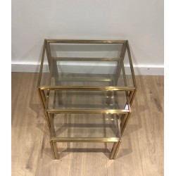3 Nesting Tables in Brass and Glass | Maison Barrois