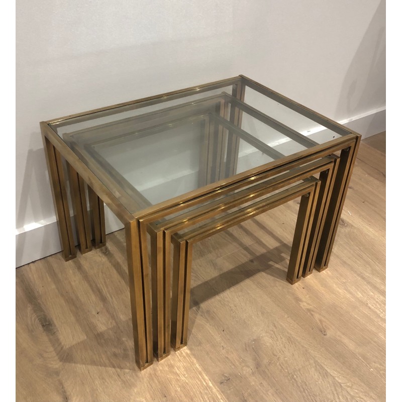3 Nesting Tables in Brass and Glass | Maison Barrois