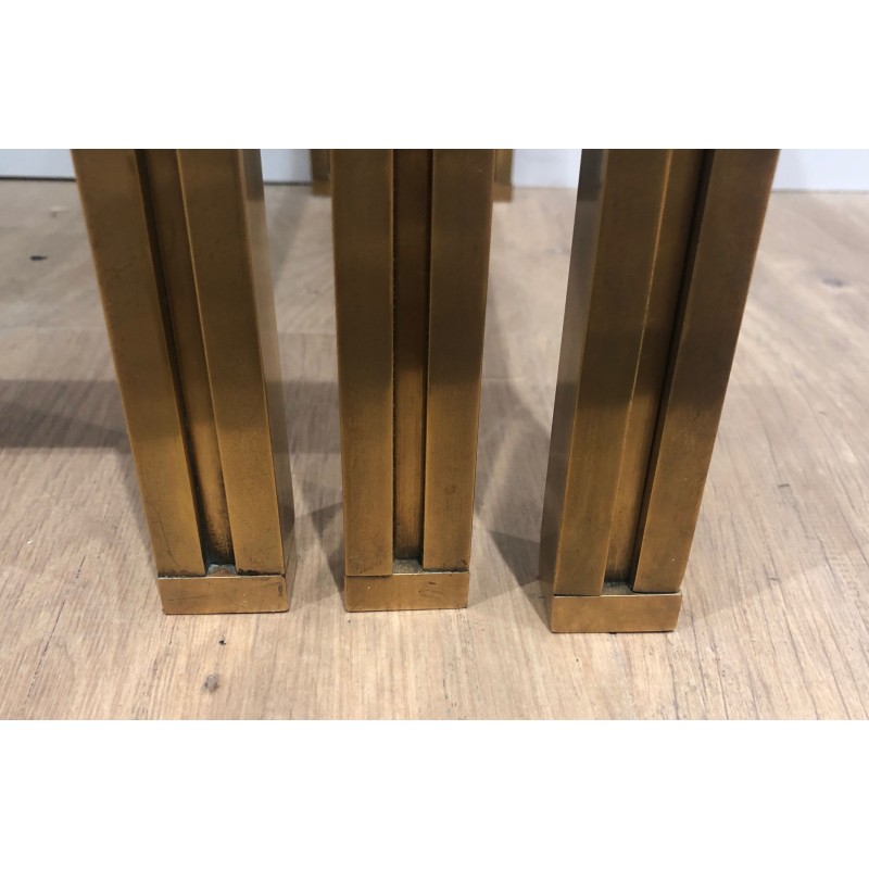 3 tables gigognes en laiton et verre | Maison Barrois