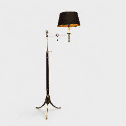 Lampadaire Liseuse en Acajou et Laiton Doré | Maison Barrois