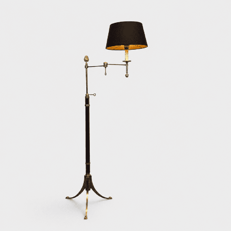Lampadaire Liseuse en Acajou et Laiton Doré | Maison Barrois