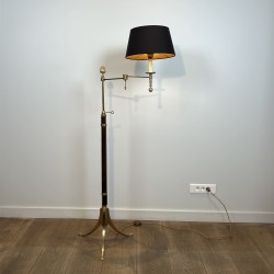 Lampadaire Liseuse en Acajou et Laiton Doré | Maison Barrois