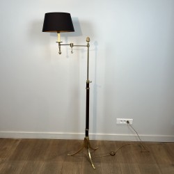 Lampadaire Liseuse en Acajou et Laiton Doré | Maison Barrois