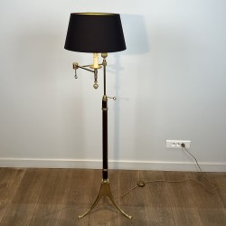 Lampadaire Liseuse en Acajou et Laiton Doré | Maison Barrois