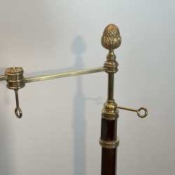 Lampadaire Liseuse en Acajou et Laiton Doré | Maison Barrois
