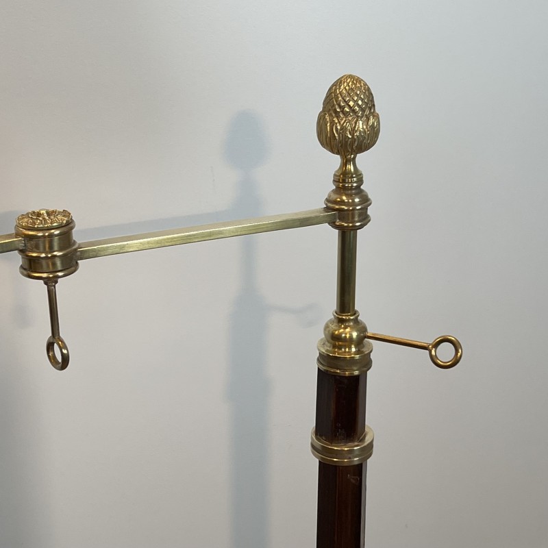 Lampadaire Liseuse en Acajou et Laiton Doré | Maison Barrois