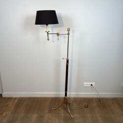 Lampadaire Liseuse en Acajou et Laiton Doré | Maison Barrois