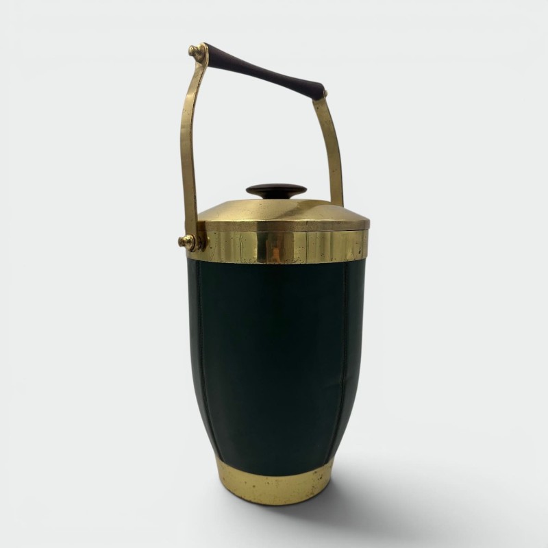 Ice Bucket Sheathed in Green Leather and | Maison Barrois