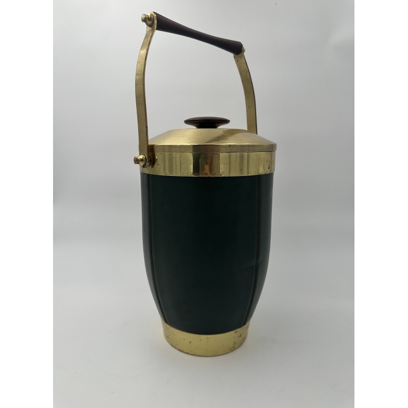 Ice Bucket Sheathed in Green Leather and | Maison Barrois