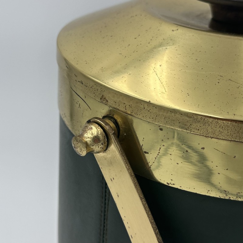 Seau à Glace Gainé de Cuir Vert et Laiton | Maison Barrois