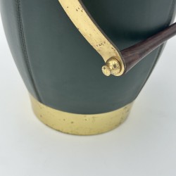 Seau à Glace Gainé de Cuir Vert et Laiton | Maison Barrois