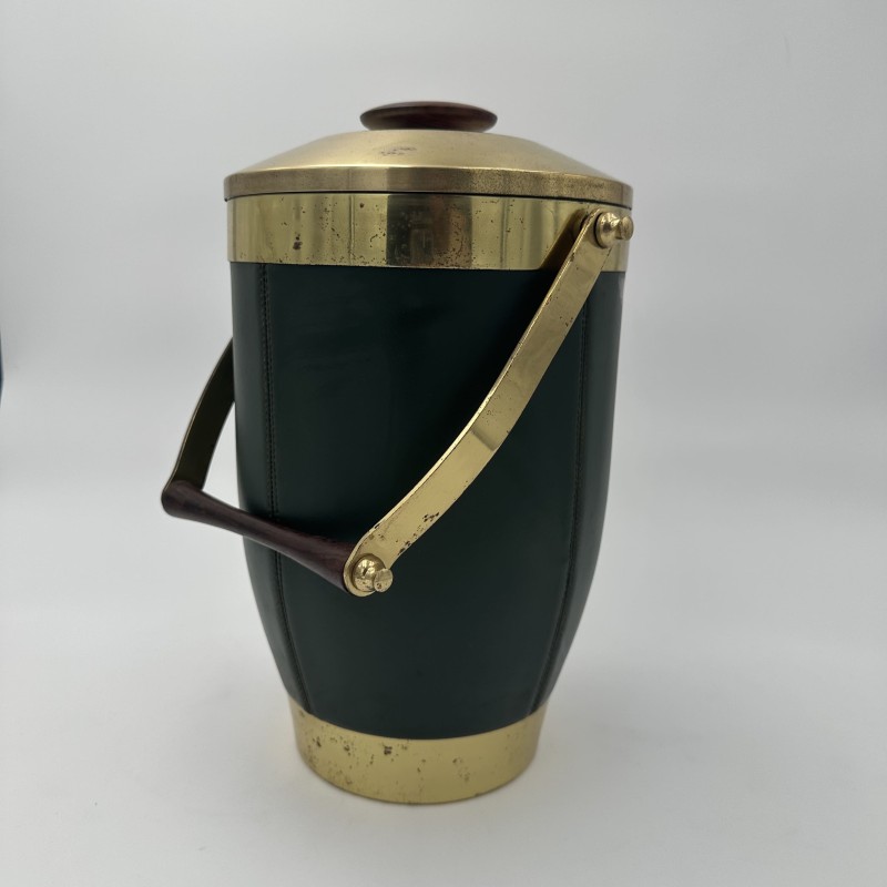 Ice Bucket Sheathed in Green Leather and | Maison Barrois