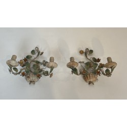 Appliques au Panier Fleuri en Tôle Peinte | Maison Barrois