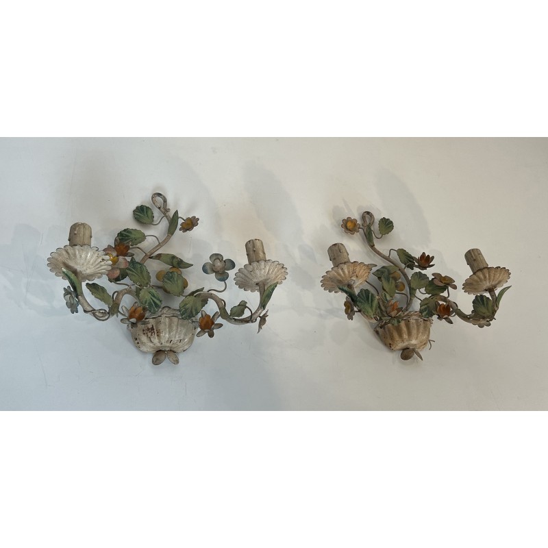 Appliques au Panier Fleuri en Tôle Peinte | Maison Barrois