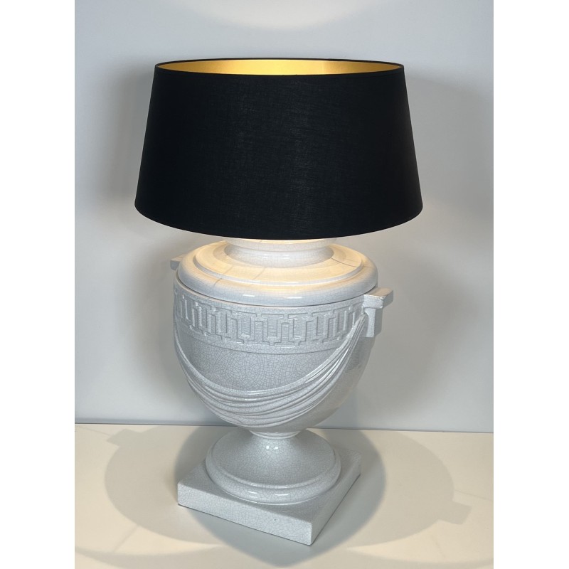 Large White Crackle-Glazed Ceramic Urn Lamp | Maison Barrois