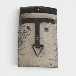 Wall Mask in Glazed Raku Ceramic in Black | Maison Barrois