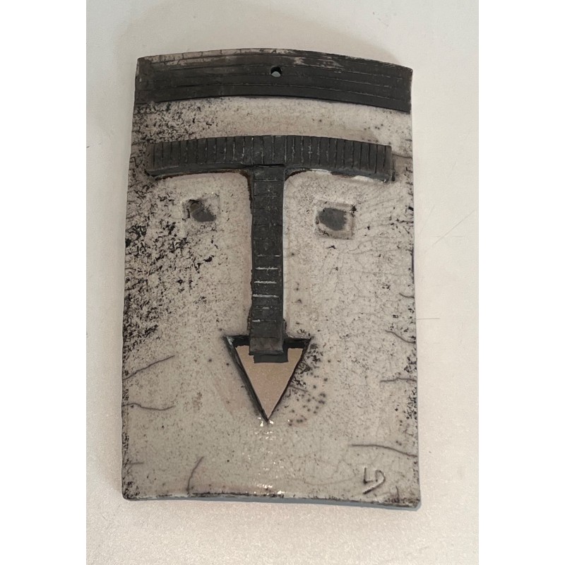 Wall Mask in Glazed Raku Ceramic in Black | Maison Barrois