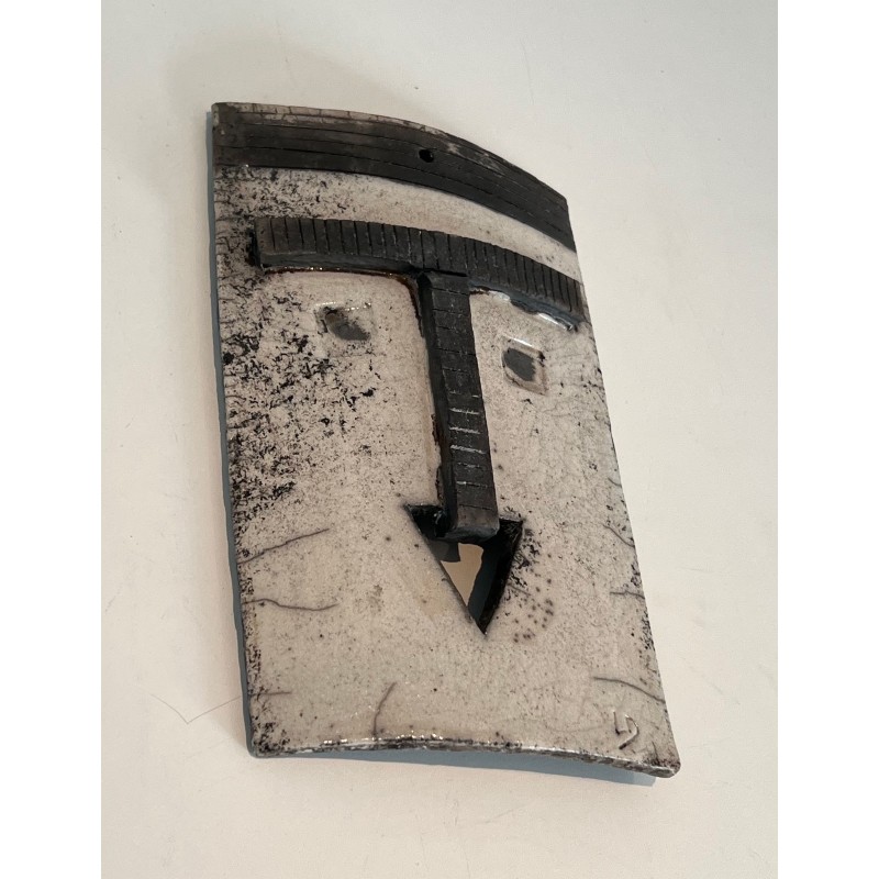Wall Mask in Glazed Raku Ceramic in Black | Maison Barrois