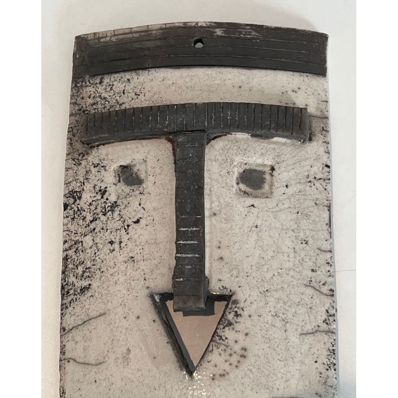 Wall Mask in Glazed Raku Ceramic in Black | Maison Barrois