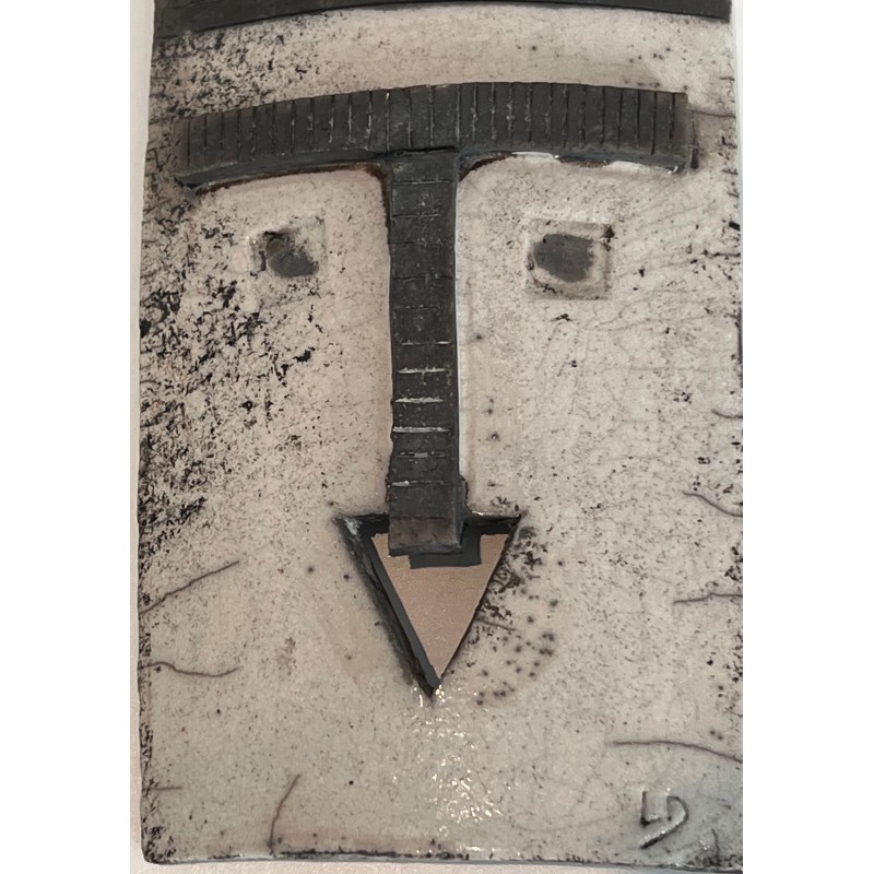 Wall Mask in Glazed Raku Ceramic in Black | Maison Barrois